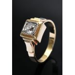 Gelbgold 585 und Platin Ring mit Altschliffdiamant (ca. 0.30ct/P1/TC), um 1920, 4,6g, Gr. 57