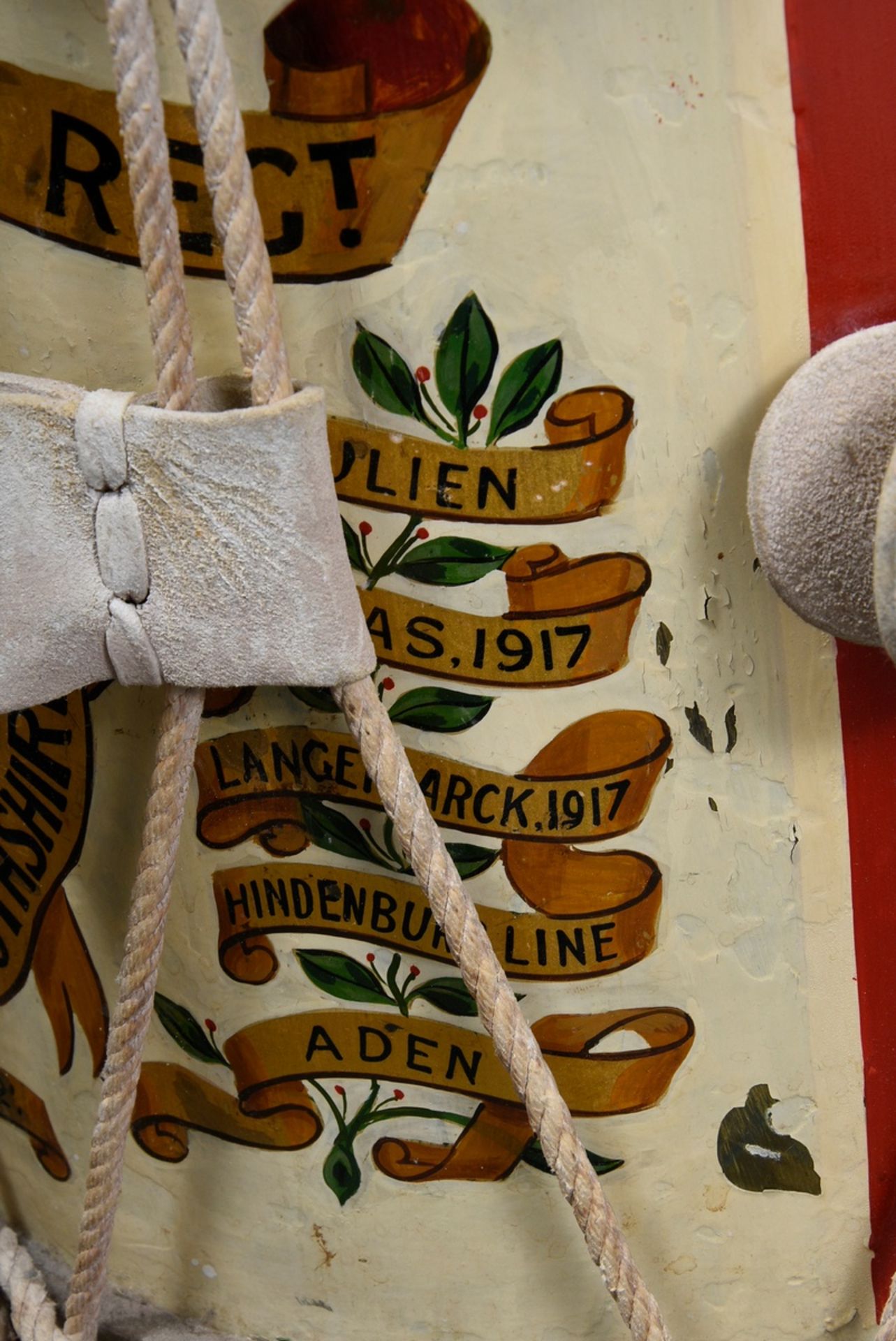 English regimental drum "The Monmouthshire Regiment", inscribed on the side: "Ypres 1915/17/18, Som - Image 4 of 6