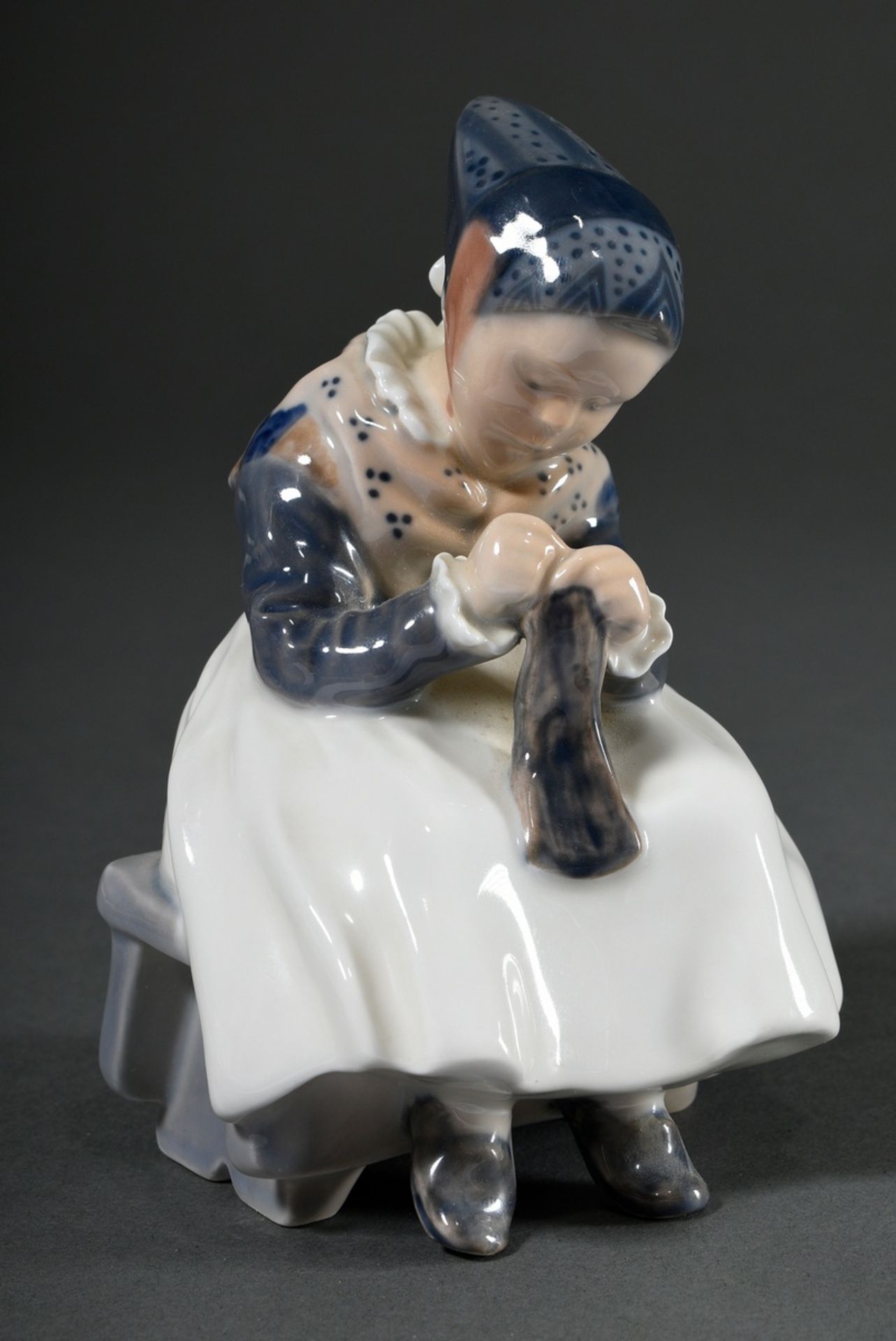 3 Various porcelain figures "Amager girl in traditional costume", "Boy with bulldog" and "Boy on st - Image 2 of 11