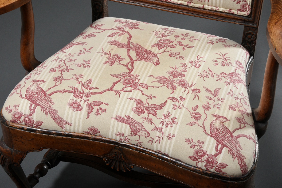 Oak baroque armchair with floral carved backrest, West German 18th century, h. 49/119cm, somewhat u - Image 3 of 6