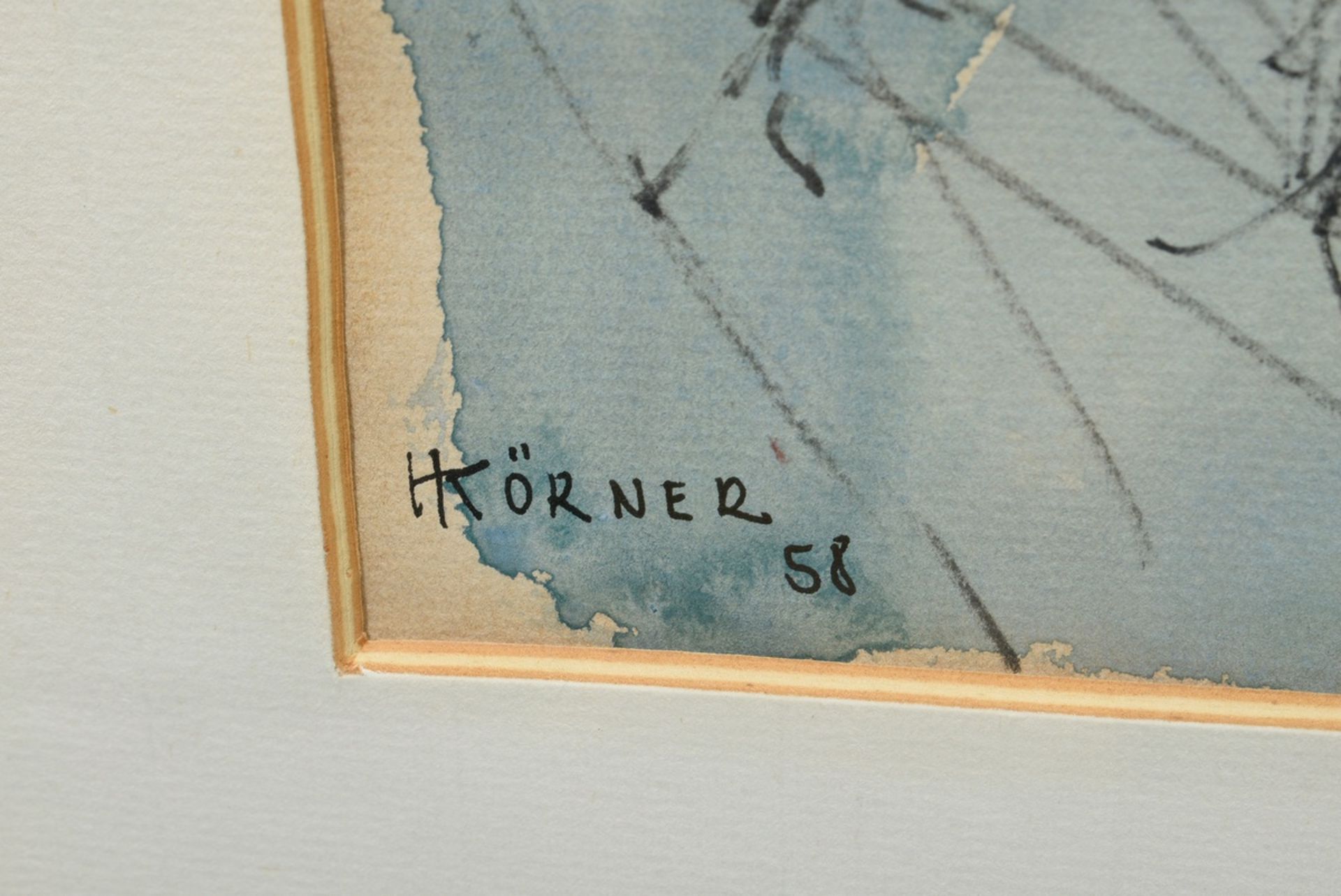 Körner, H. „Piazza San Marco“ 1958, Tinte/Aquarell/Gouache, u.l. sign./dat., 45,5x59,5cm (m.R. 70x8 - Bild 3 aus 3