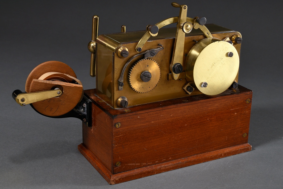 Morse device "Allocchio Bacchini & C./ Milano", serial no. 00851, wood and brass, 1st half 20th c., - Image 2 of 4