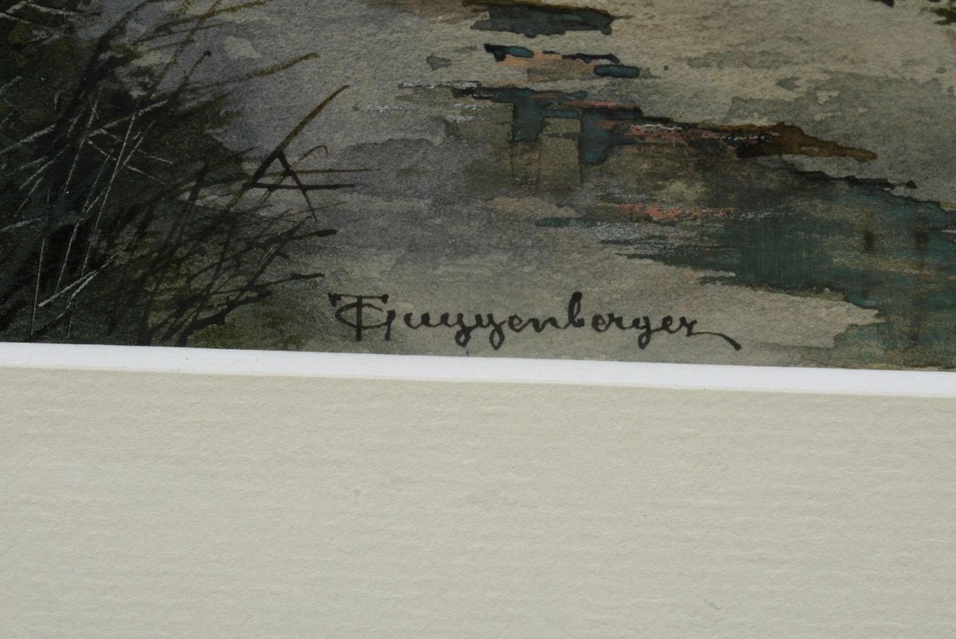 2 Guggenberger, Thomas (1815-1882) "Knabe am Bach vor einem Haus" und "Parkeingang im Sonnenunterga - Bild 4 aus 7