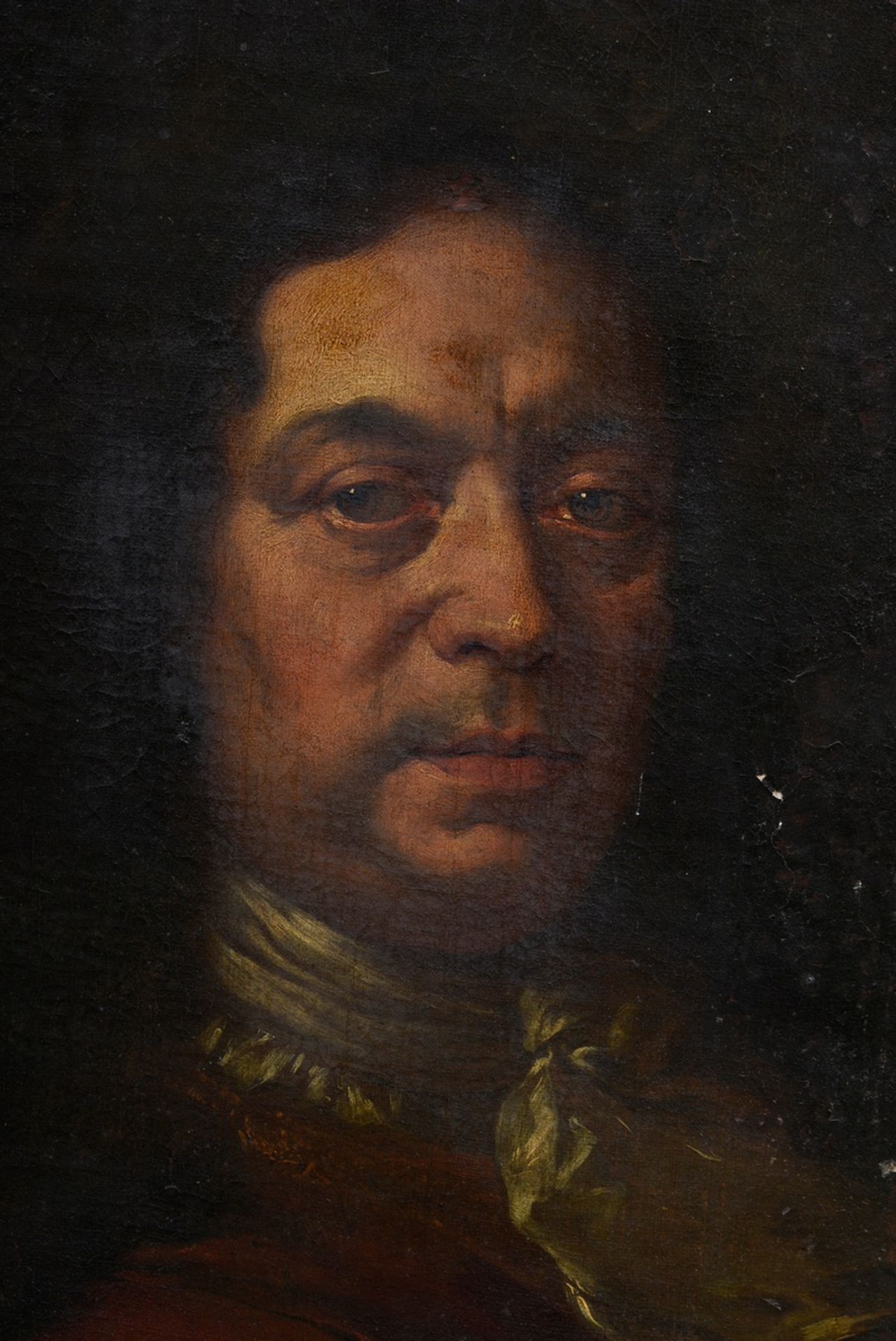 Unbekannter Portraitist des 18.Jh. "Augustin v. Beckers Obeit" (1721), Öl/Leinwand doubliert, 83x65 - Bild 3 aus 6