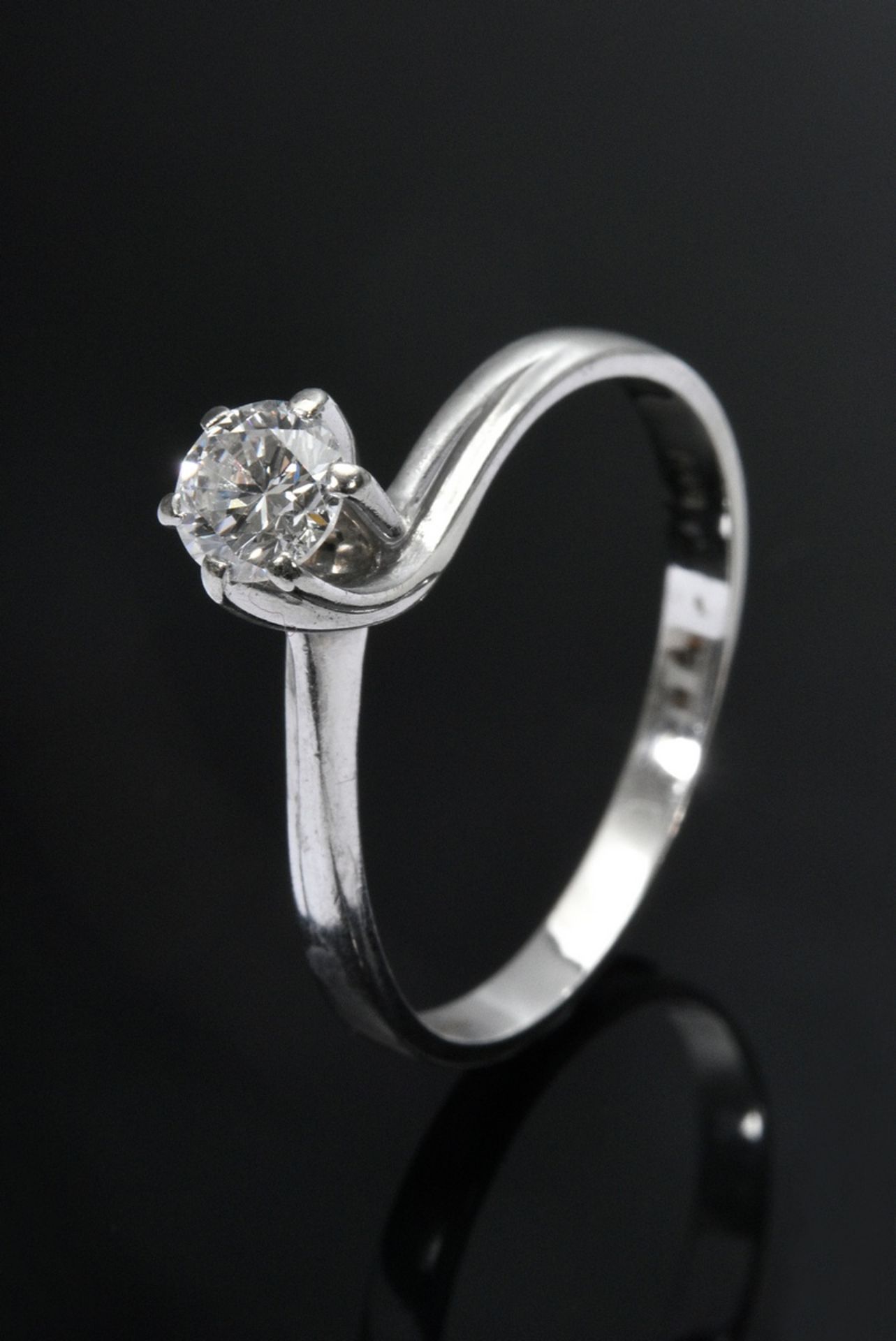 Modern white gold 585 Wempe pre-ring with diamond solitaire (approx. 0.53ct/SI/W), sign., 2.9g, siz - Image 3 of 3