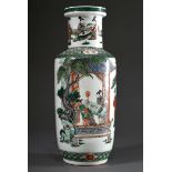 Große Rolleau Vase mit Famille Verte Malerei im Kangxi Stil „Ländliche Gartenszene mit hochranginge