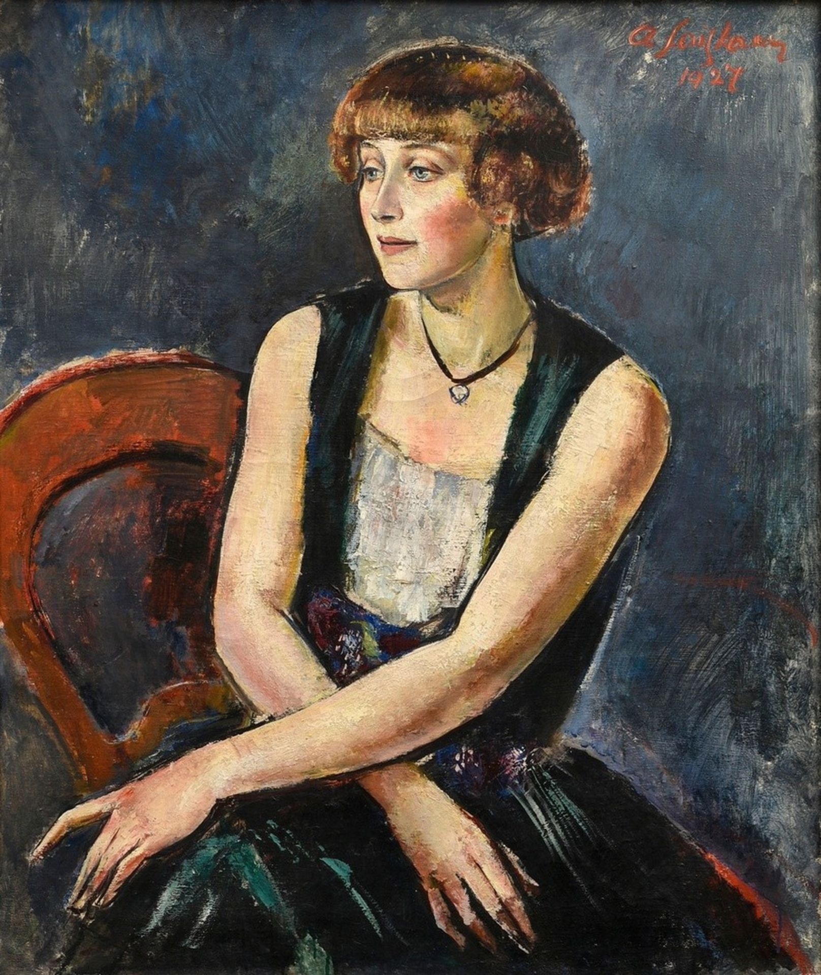Faistauer, Anton (1887-1930) "Sitzende Dame mit Pagenkopf (Liesl Schöller)“ 1927, Öl/Leinwand, o.r.