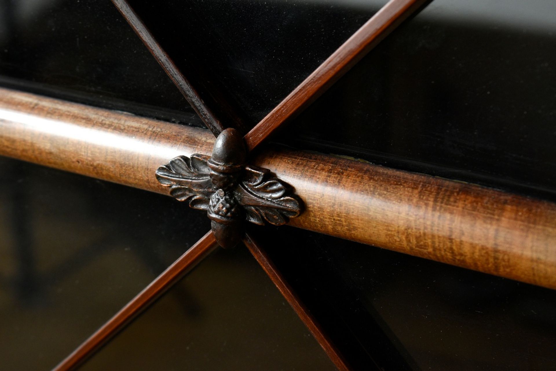 Biedermeier bookcase with gothic arches in the cornice and diamond bracing on the glazed doors betw - Image 9 of 16