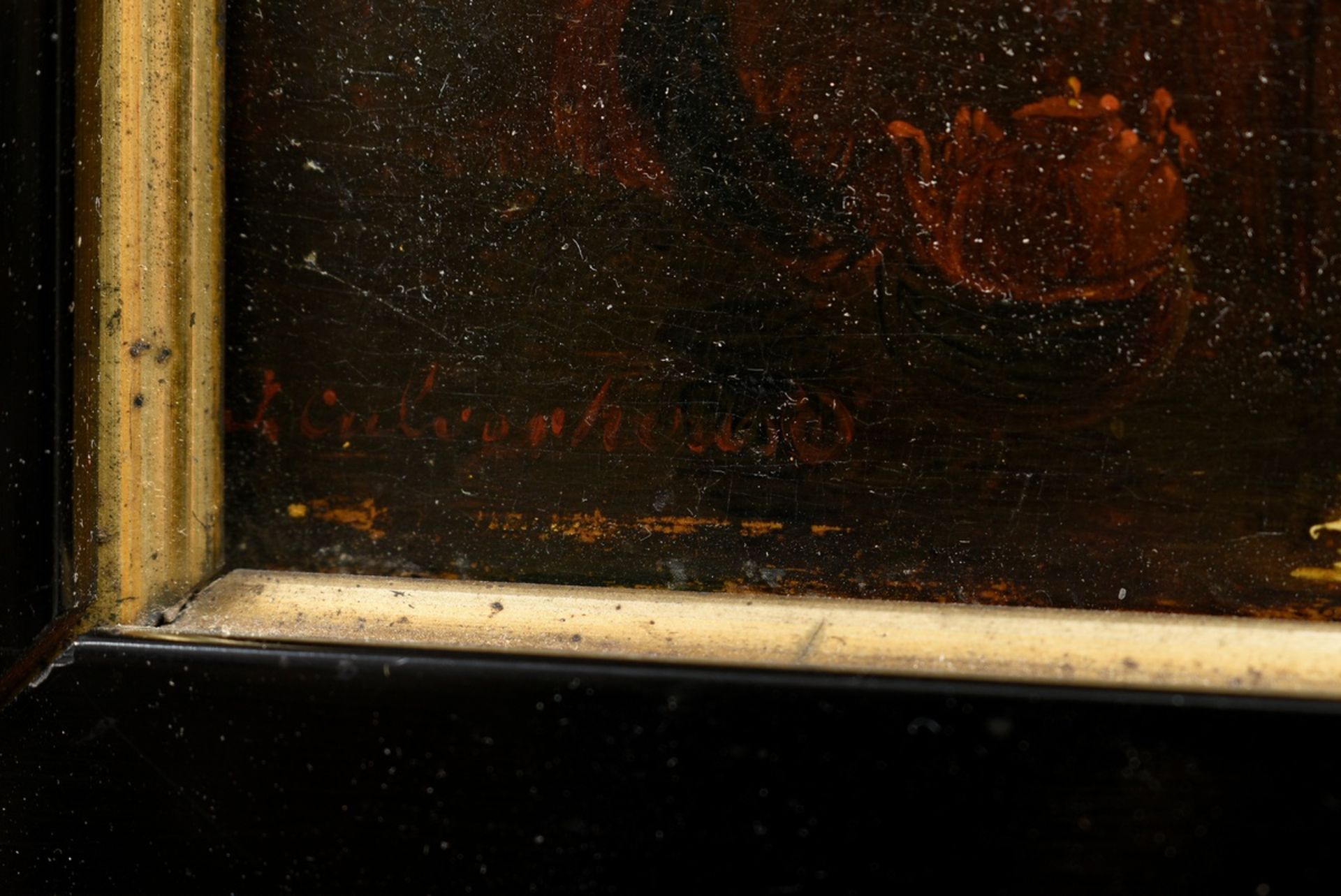 Culverhouse, Johann Mongels (1820-1891) "Zelt und Schlittschuhläufer im Mondlicht", Öl/Holz, u.l. s - Bild 3 aus 4