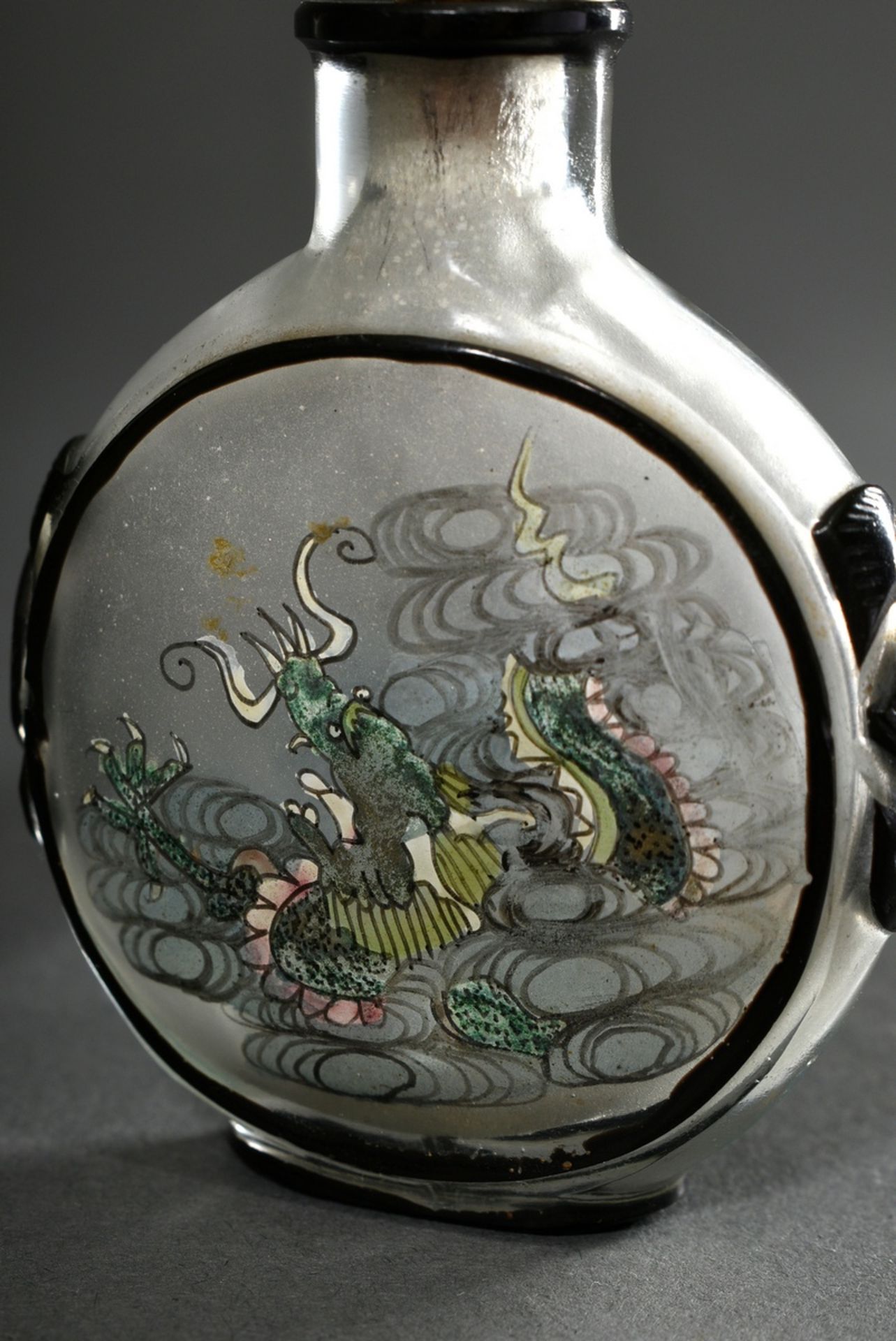 2 Various glass snuffbottles with fine Neihua painting "Landscape, dragon and flowers with birds" a - Image 3 of 7