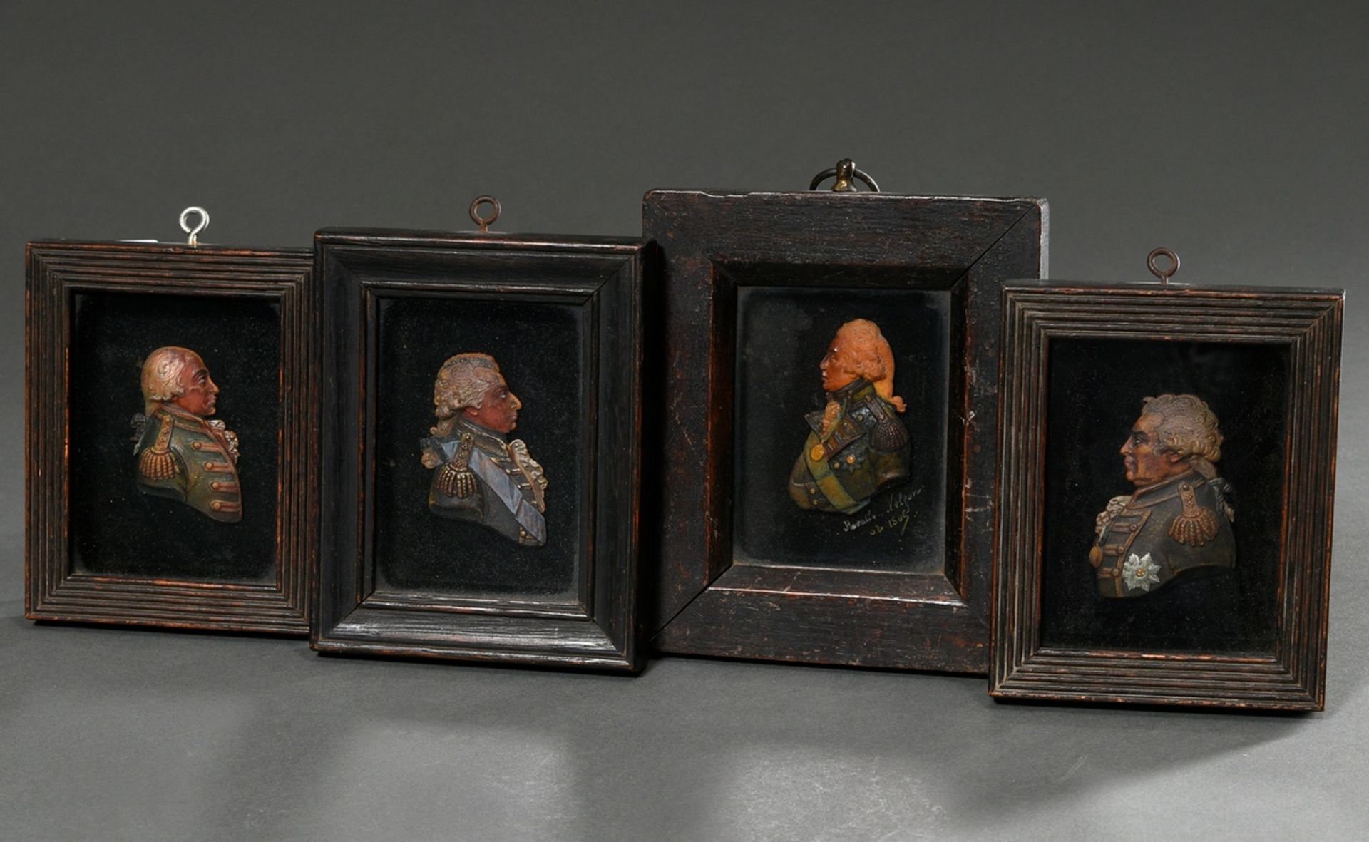 4 Various sculptural wax portraits in half relief: "Horatio Nelson, 1st Viscount Nelson (1758-1805)