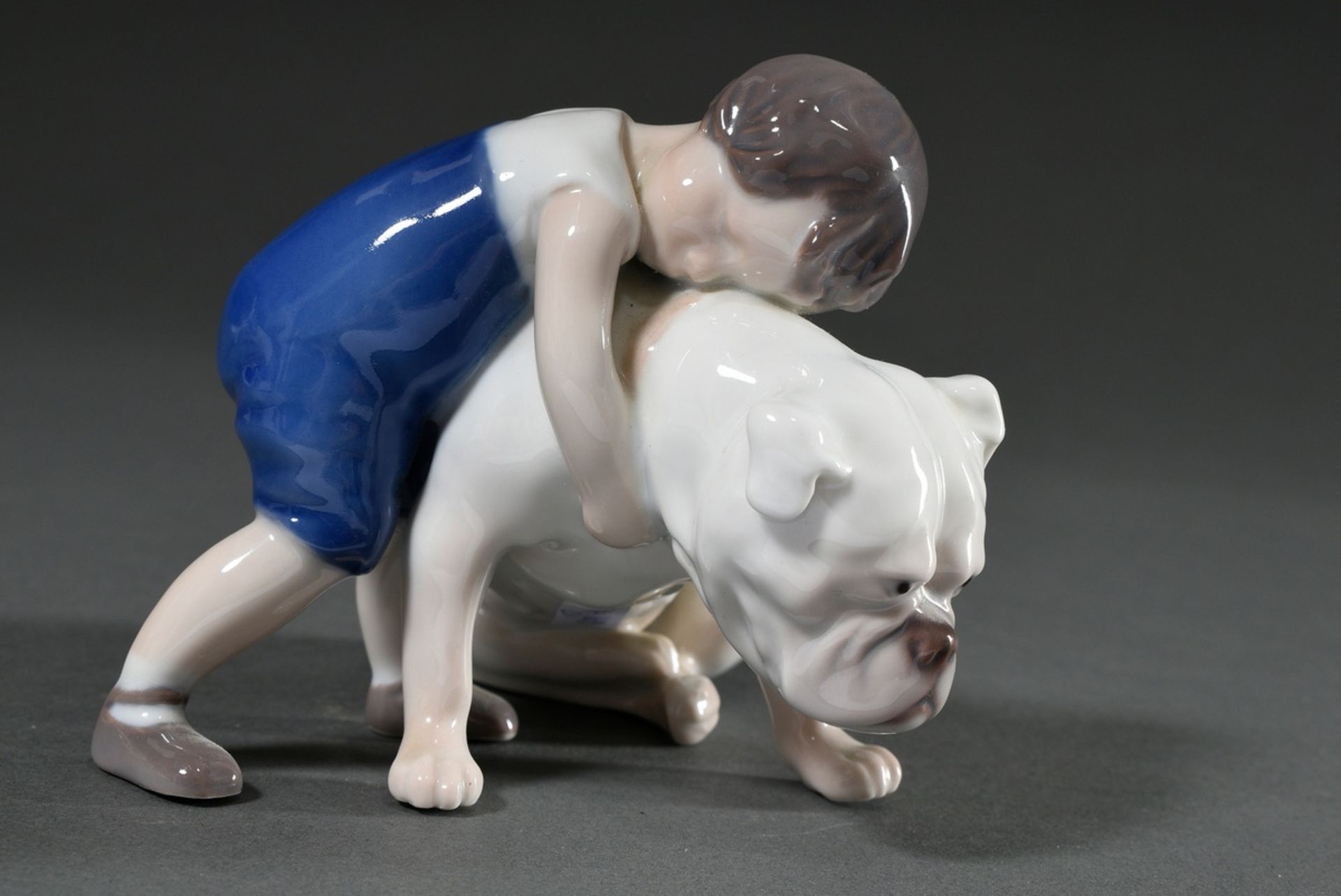 3 Various porcelain figures "Amager girl in traditional costume", "Boy with bulldog" and "Boy on st - Image 9 of 11