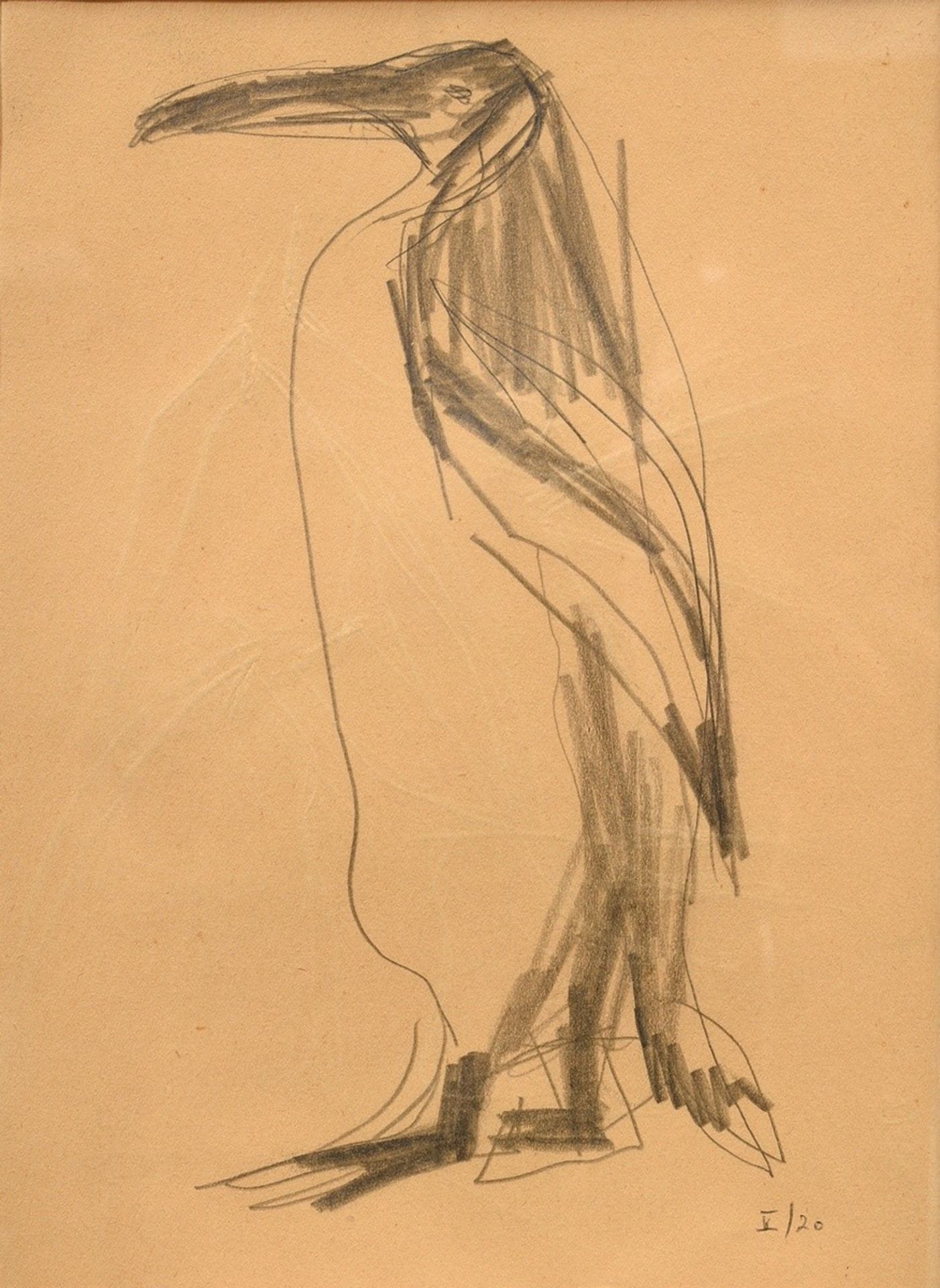Nesch, Rolf (1893-1975) "Penguin" c. 1930, inscr. "V/20" at lower right, "Gazellen" on verso, inscr