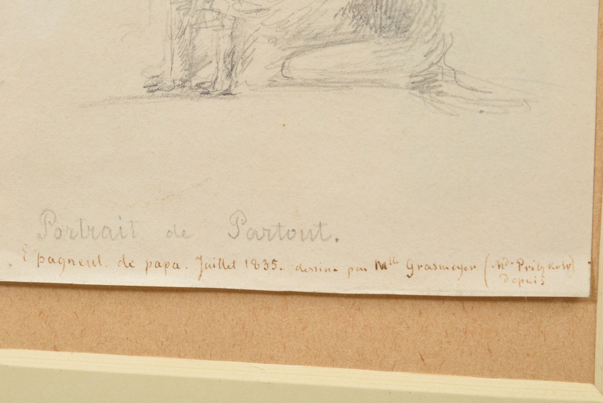 Unknown French artist (Mlle Grasmeyer) "Portrait de Partout" (Breton Spaniel) 1835, pencil, below d - Image 3 of 3
