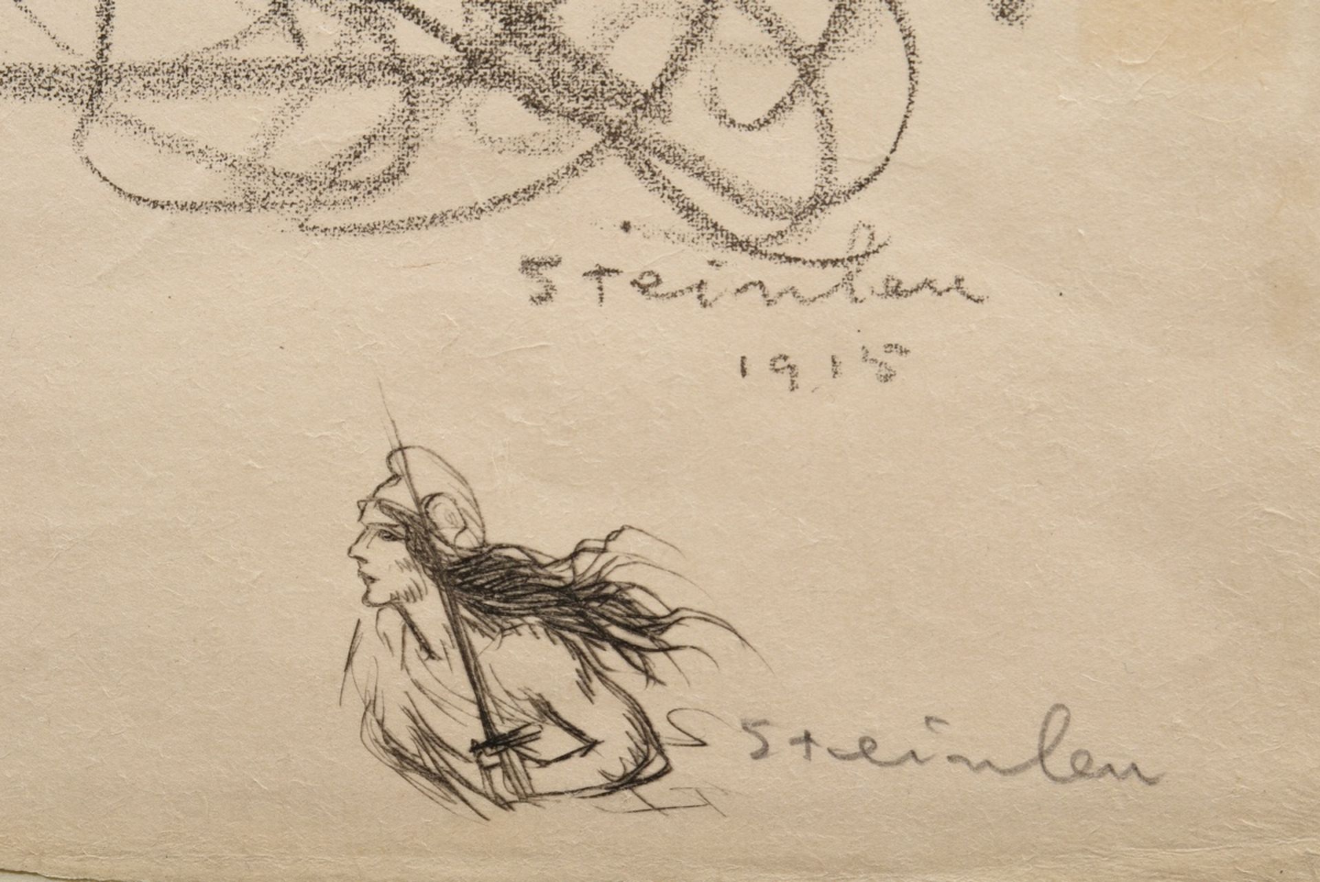 3 Steinlen, Théophile Alexandre (1859-1923) "La Poilue", "o.T." (Soldat) und "o.T." (Flüchtlinge), - Bild 6 aus 8