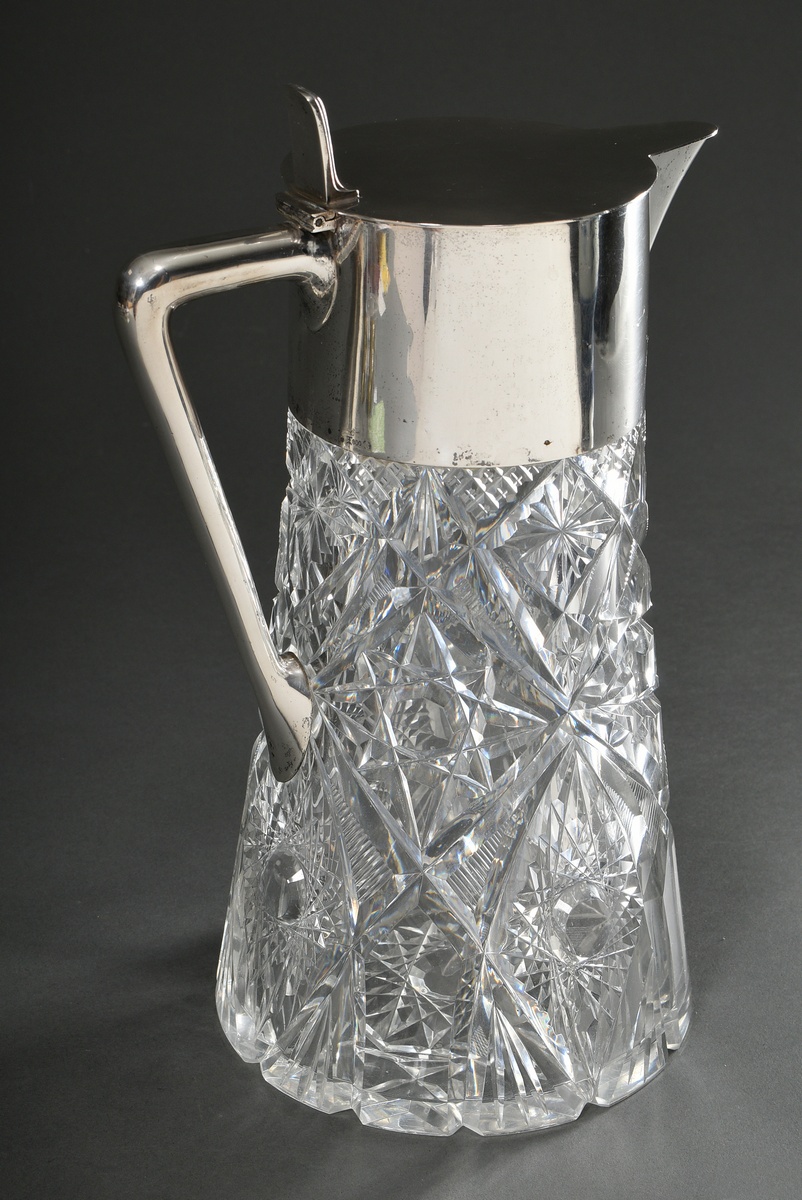 Large richly cut crystal tankard with simple silver 800 mount, manufact. Koch & Bergfeld/Bremen, je - Image 2 of 5