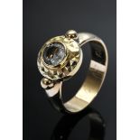 Gelbgold 585 Ring mit Aquamarin, graviert, 5,3g, Gr. 56,5, Mariage Arbeit