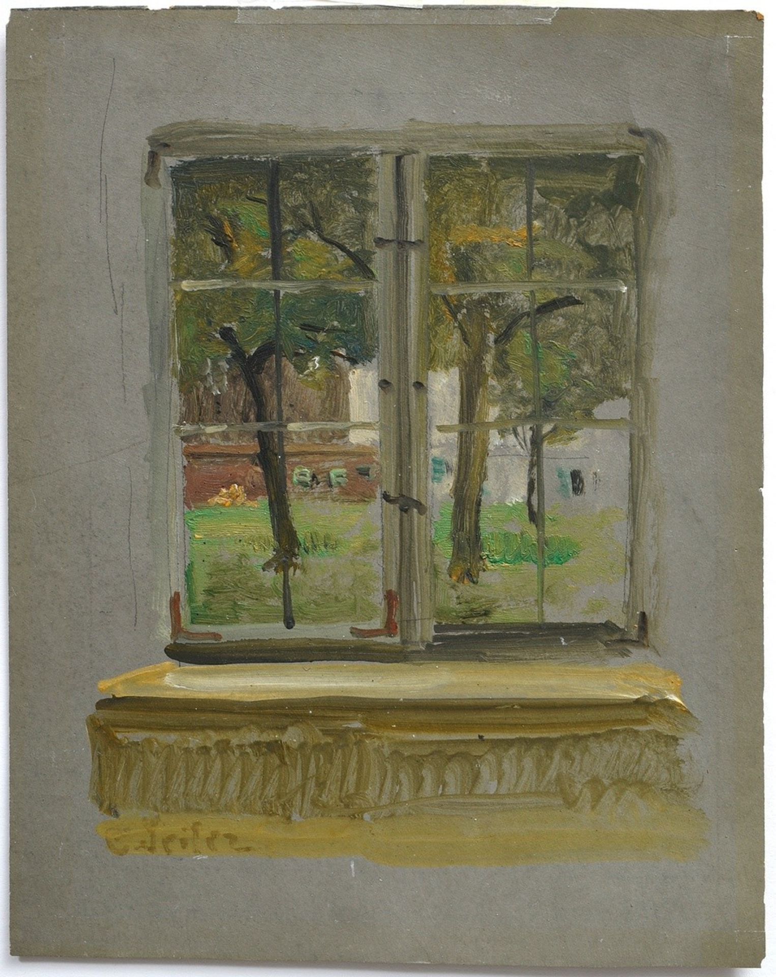Seiler, Carl Wilhelm Anton (1846-1921) "Fenster Studie", Öl/Papier, u.l. sign., verso bez., BM 23,8