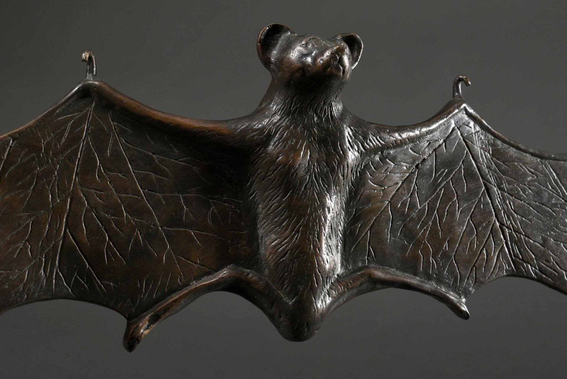 Large bronze "Bat" with outstretched wings and claw hook, c. 1900, w. 45.6cm - Image 2 of 4