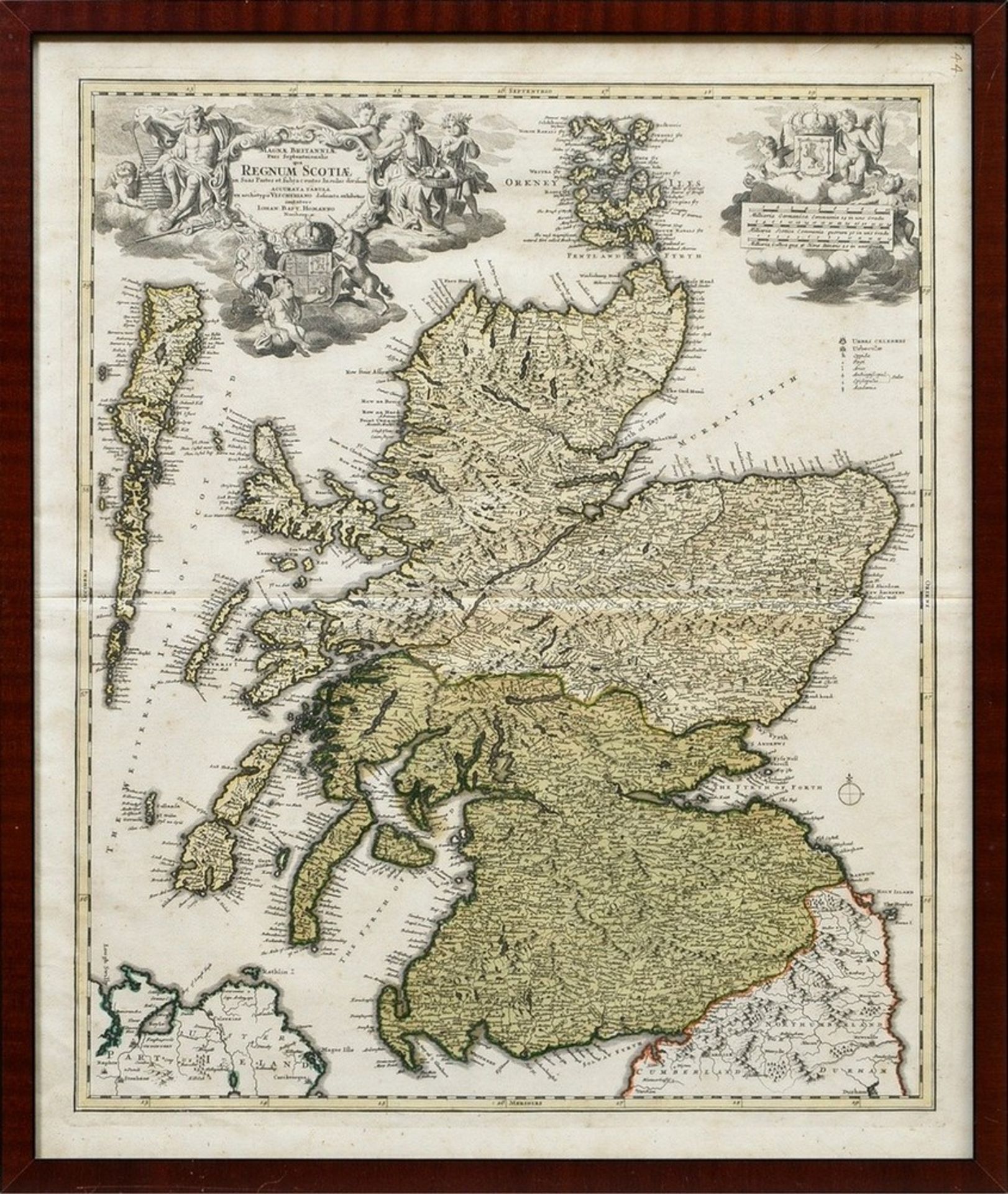 Homann, Johann Baptist (1664-1724) "Magnae Britanniae, Regnum Scotiae..." (Schottland) , color. Kup - Bild 2 aus 4