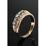 Gelbgold 585 Ring mit 5 Brillanten (zus. ca. 0.27ct/VSI-P1/W-CR), 3,9g, Gr. 54