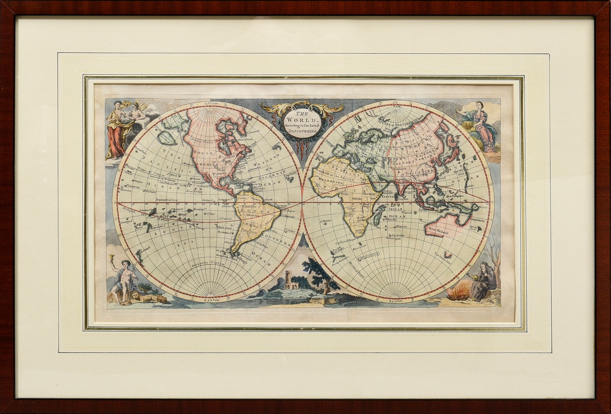 Jefferys, Thomas (1710-1771) "The world according to the latest discoveries" um 1760, colour. Coppe - Image 2 of 2