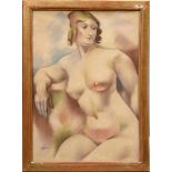 Lhote, André (1885-1962) „Femme assise“, Pastell, u.l. sign., verso frz. und dt. Zollstempel, 77,5x