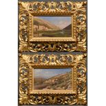 2 Czölder, Dezider (1875-1933) "Italienische Landschaften", Öl/Holz, je u.r. sign., in geschnitzten