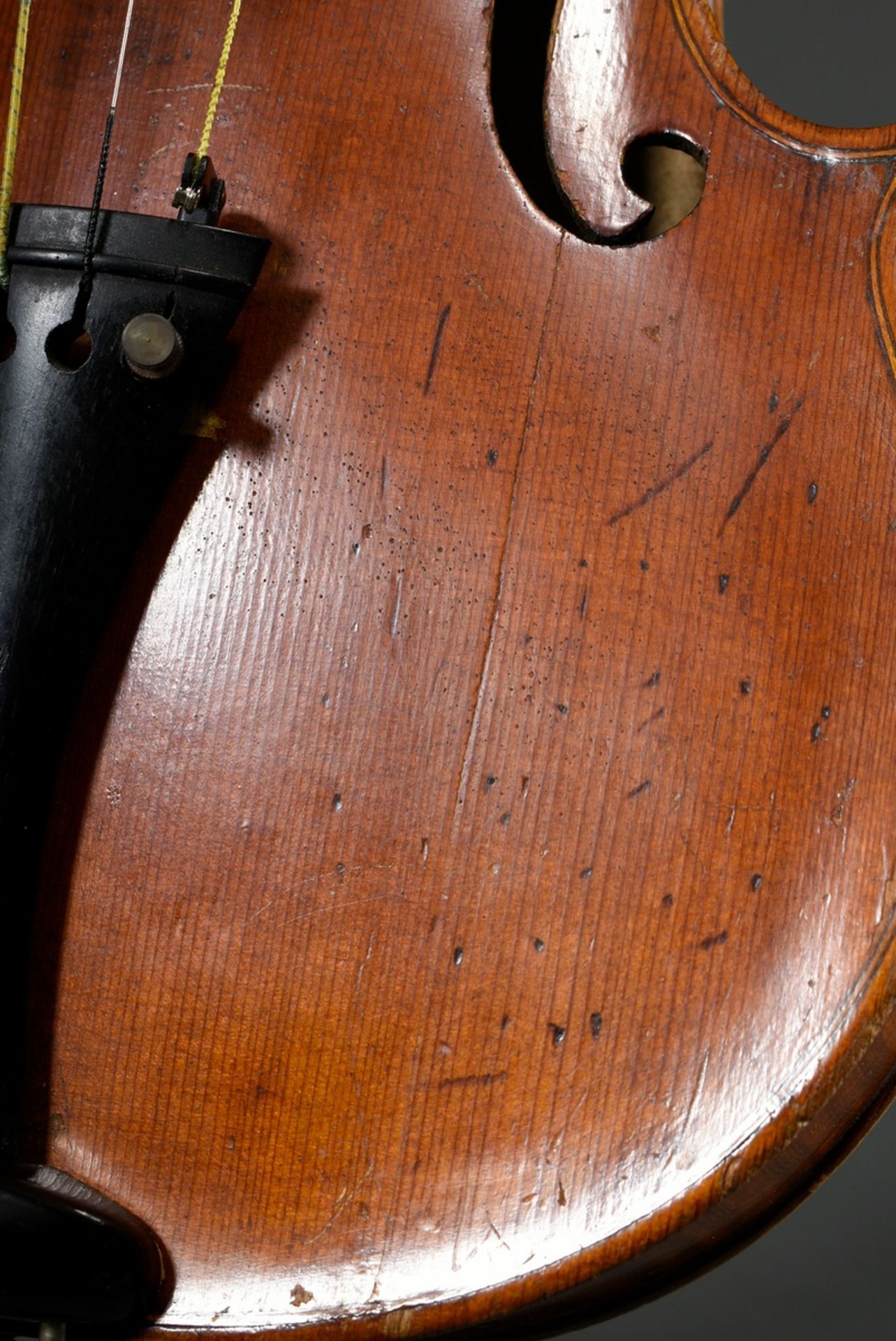 German manufacture violin, facsimile label inside "Josef Klotz in Mittenwalde anno 1795", Saxony 1s - Image 9 of 13