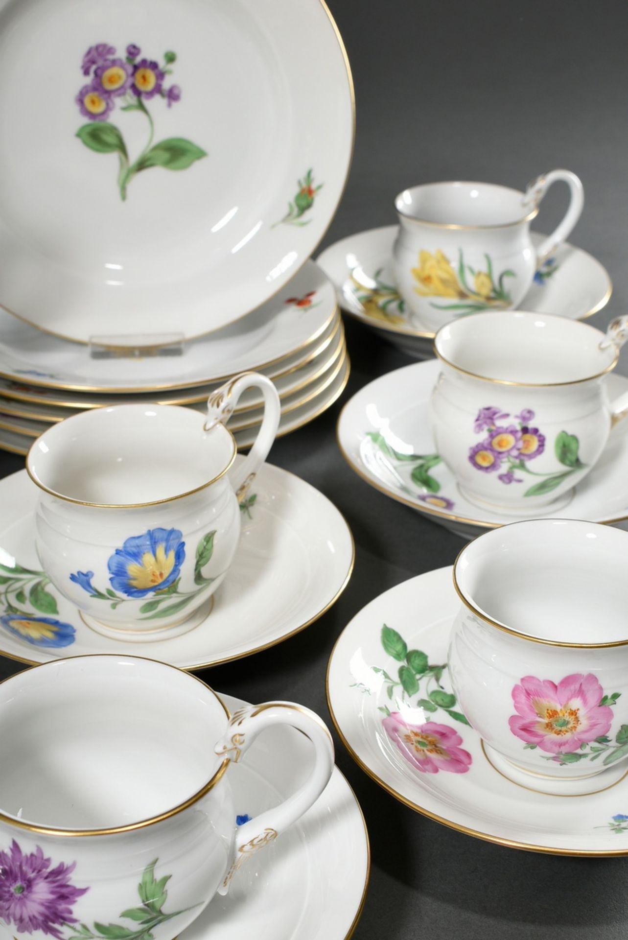 27 Teile Meissen Kaffeeservice in Empire Form "Deutsche Blume mit Schwanenhenkel" für 12 Personen,  - Bild 4 aus 8