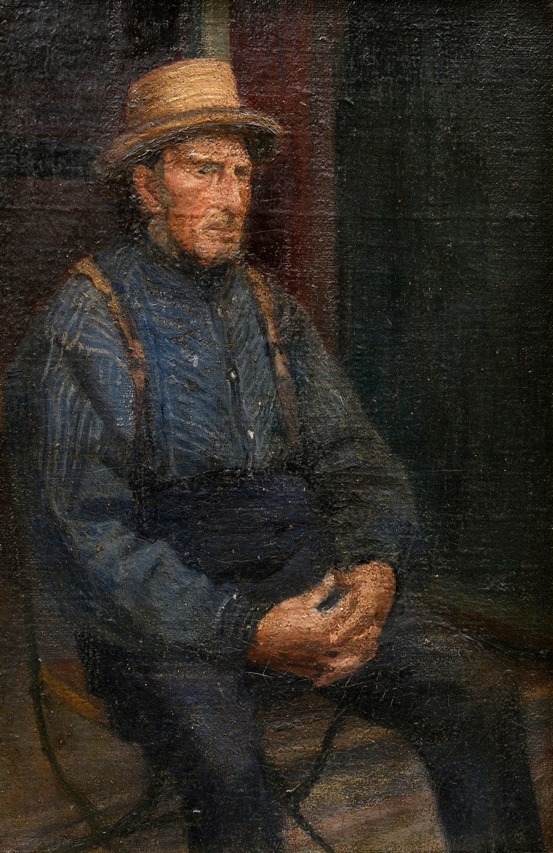 Friedrichson, Gustav Adolf (1882-?) "Fisherman", oil/canvas on painting cardboard, verso inscr., 52