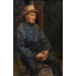 Friedrichson, Gustav Adolf (1882-?) "Fischer", Öl/Leinwand auf Malpappe kaschiert, verso bez., 52x3