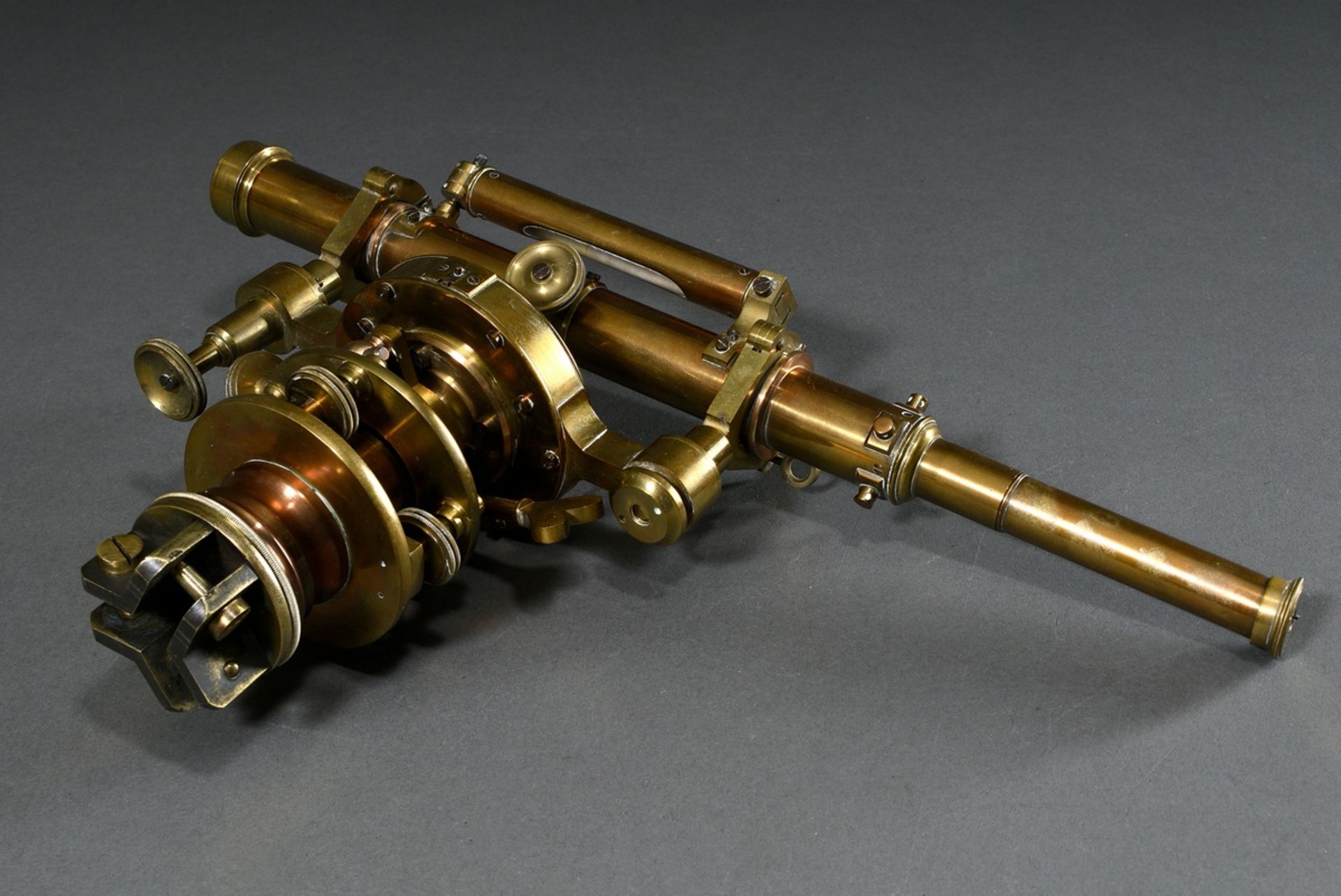 Surveying instrument resp. levelling device with compass "J. M. Hyde, Bristol", brass, 19th c., 24x - Image 3 of 5