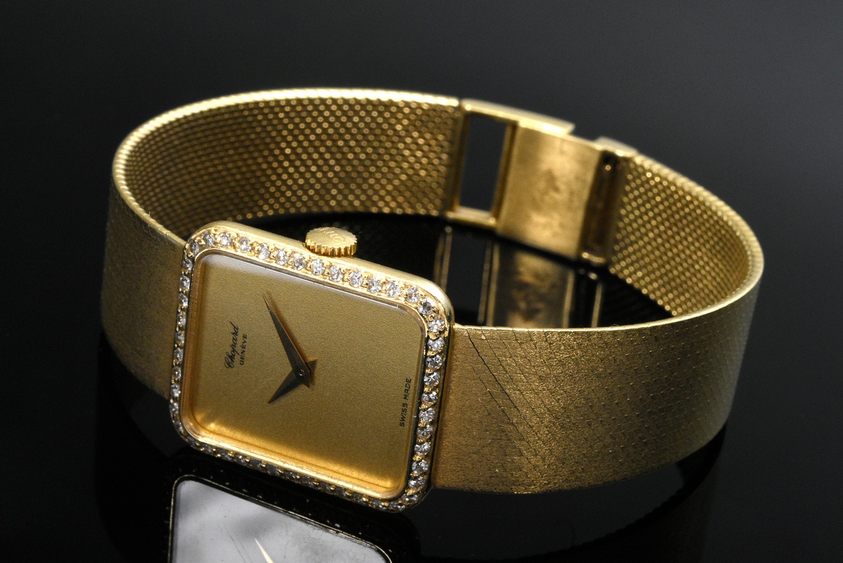 Yellow gold 750 Chopard wristwatch, manual winding with octagonal diamond bezel (add. approx. 0.60c - Image 2 of 5