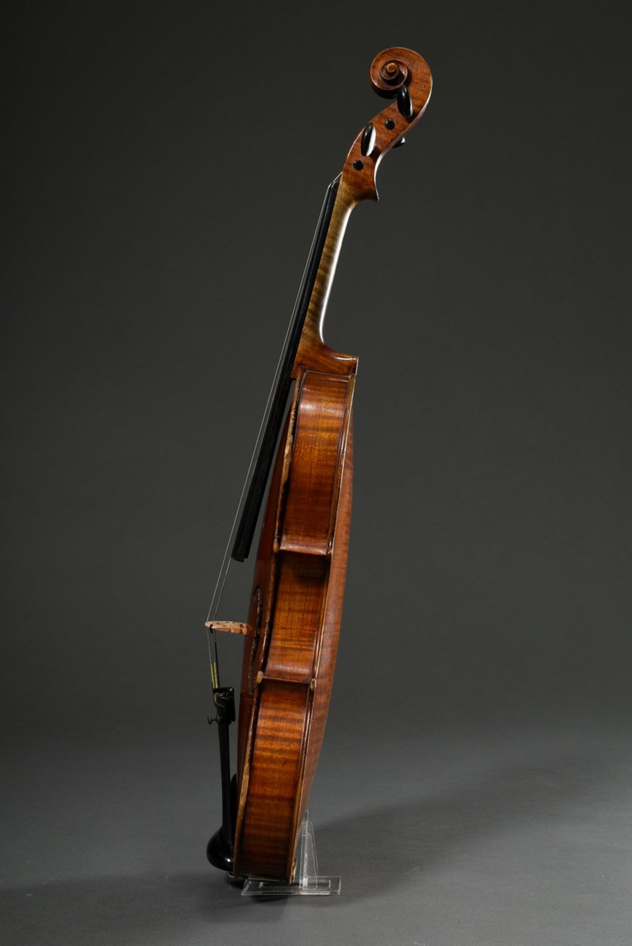 German manufacture violin, facsimile label inside "Josef Klotz in Mittenwalde anno 1795", Saxony 1s - Image 4 of 13