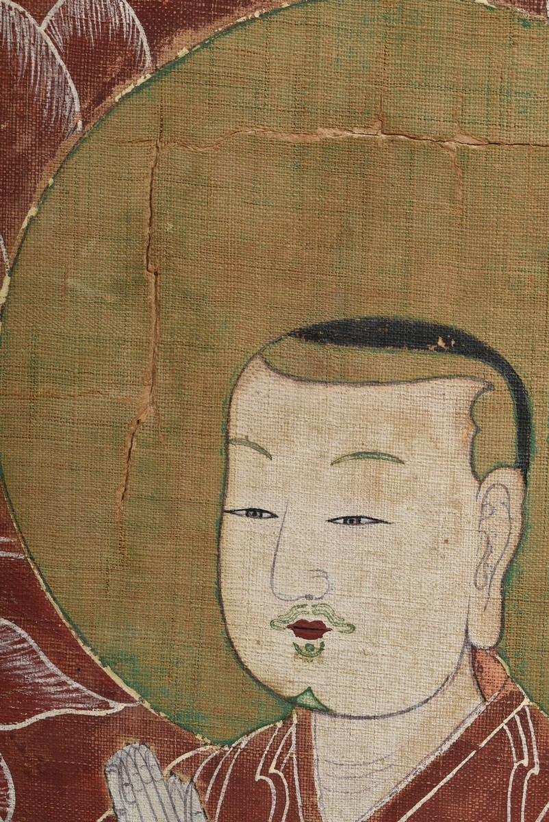 Large altarpiece "Chijang Posal" Ruler of the Underworld (Chinese: Dizang Pusa; Sanskrit: Bodhisatt - Image 7 of 8