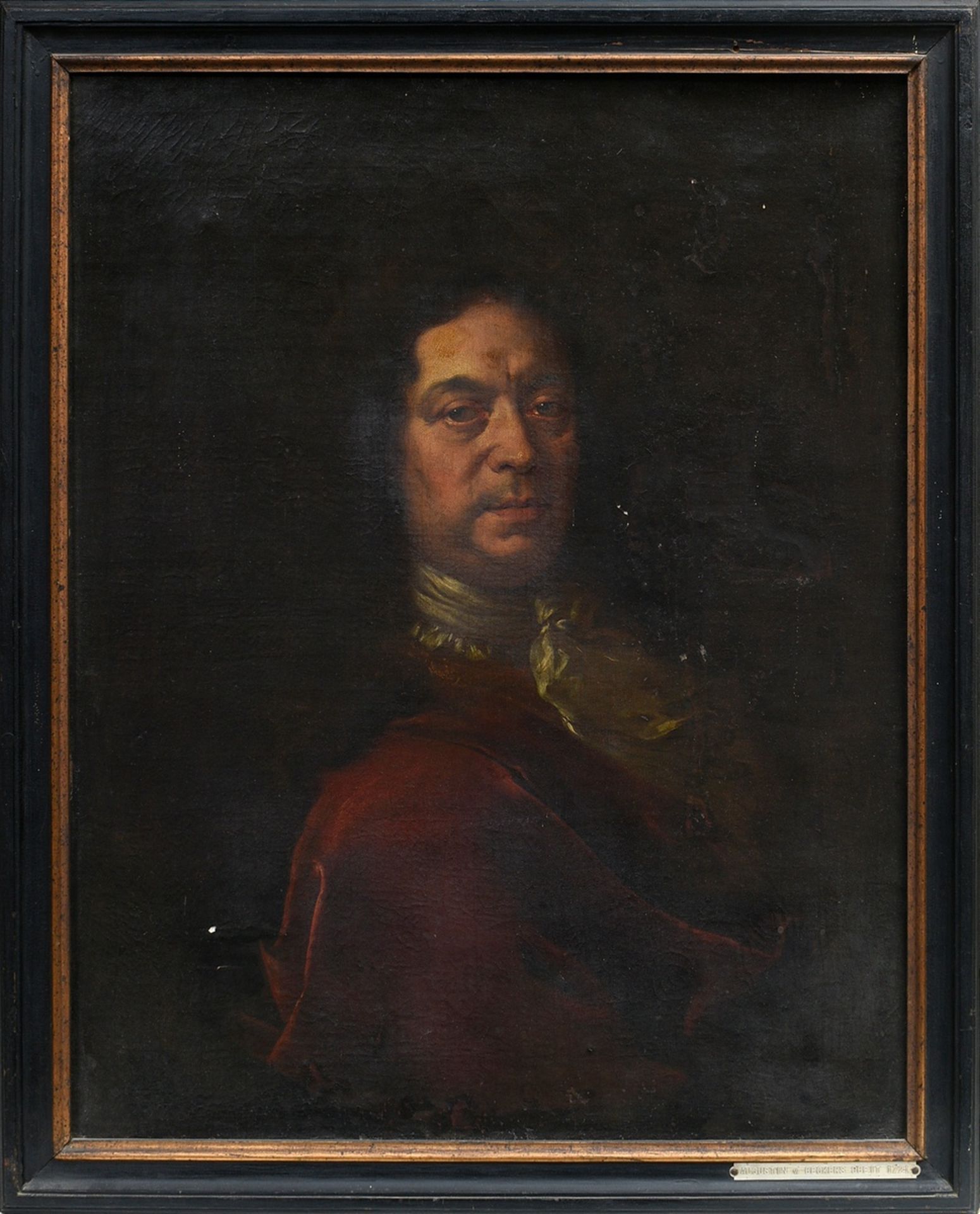 Unbekannter Portraitist des 18.Jh. "Augustin v. Beckers Obeit" (1721), Öl/Leinwand doubliert, 83x65 - Bild 2 aus 6