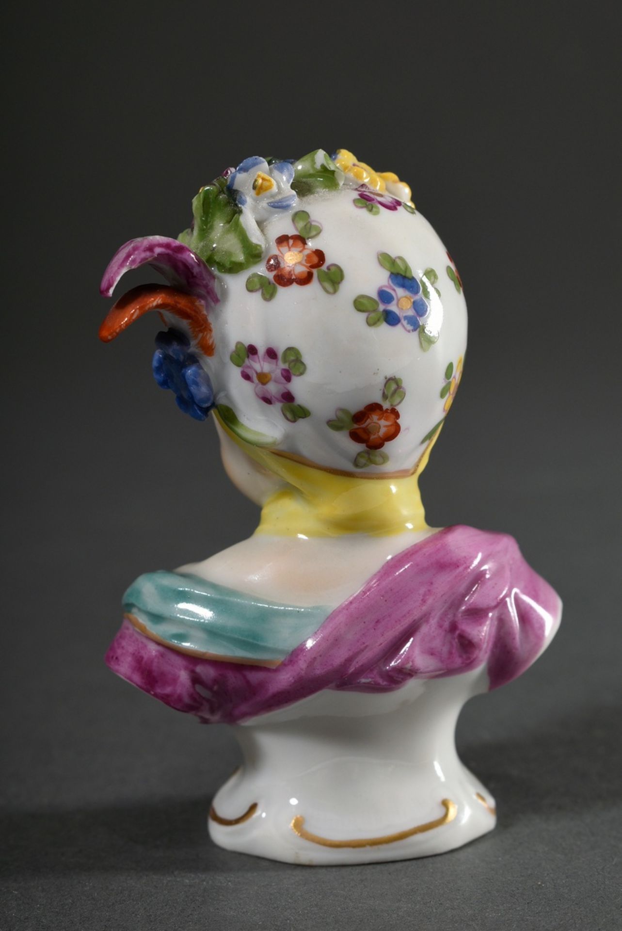 Vienna porcelain child's bust "Princess", polychrome painted, 19th century, underglaze blue bind sh - Image 3 of 4