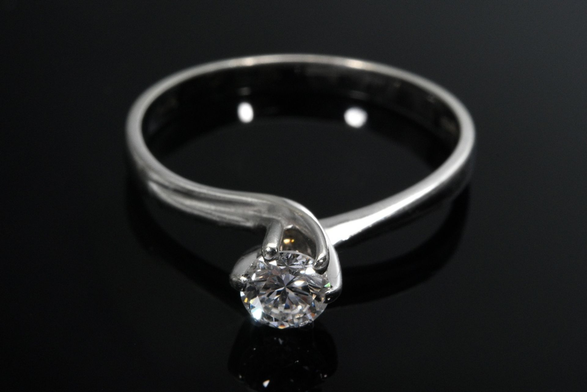 Modern white gold 585 Wempe pre-ring with diamond solitaire (approx. 0.53ct/SI/W), sign., 2.9g, siz - Image 2 of 3