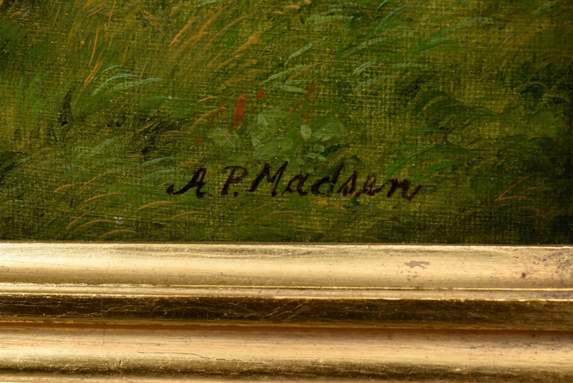 Madsen, Andreas Peter (1822-1911) "Landscape with Sheep" 1865, oil/canvas, sign. lower right, dat./ - Image 3 of 6