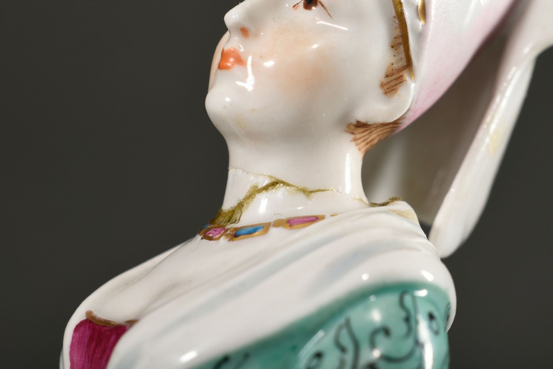Rare porcelain figurine "Suivante de Isabeau de Bavière" (Elisabeth of Bavaria), polychrome painted - Image 6 of 7