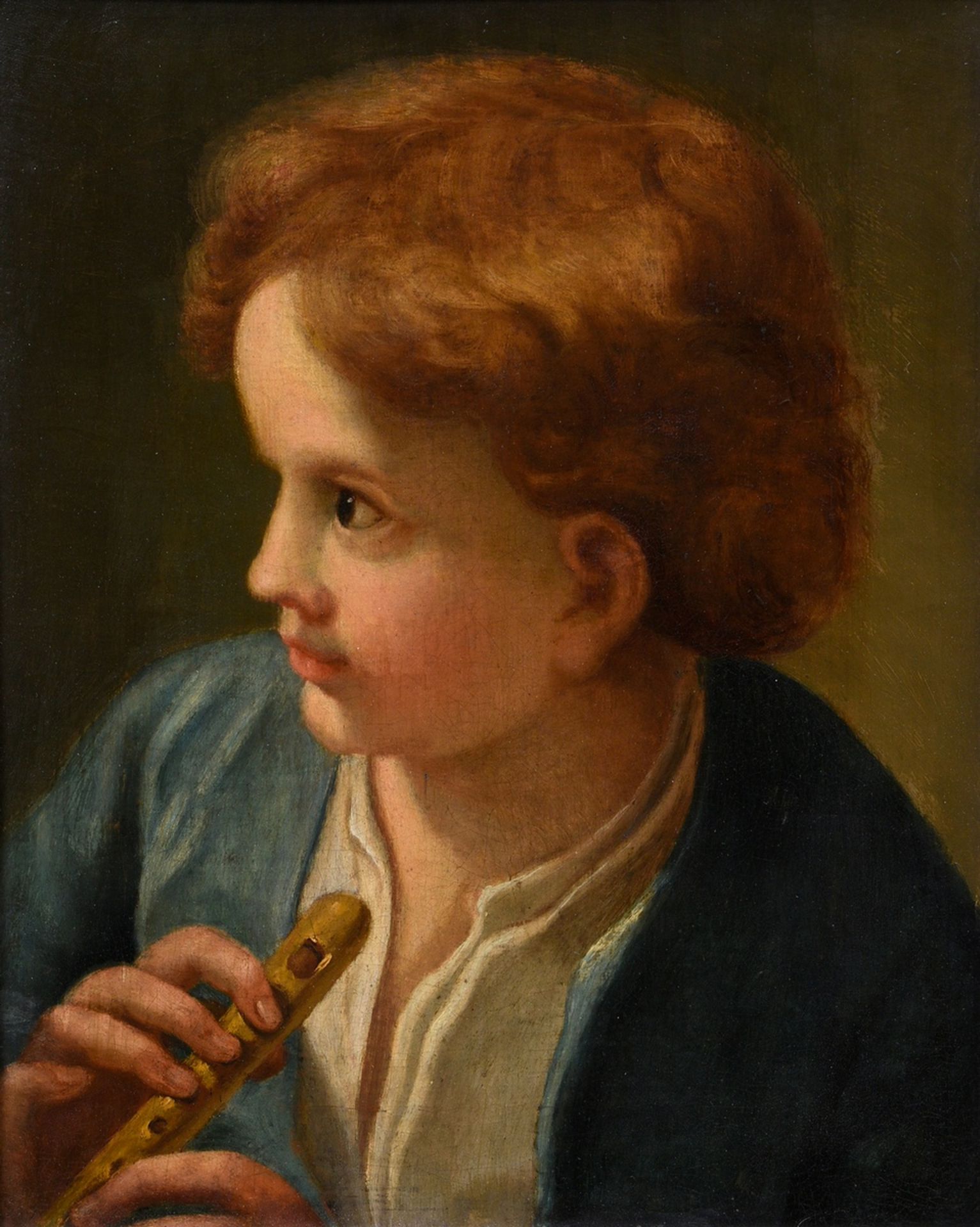 Pair of "Child Portraits" by an unknown painter of the 18th/19th c., oil/canvas on wood, magnificen - Image 5 of 8