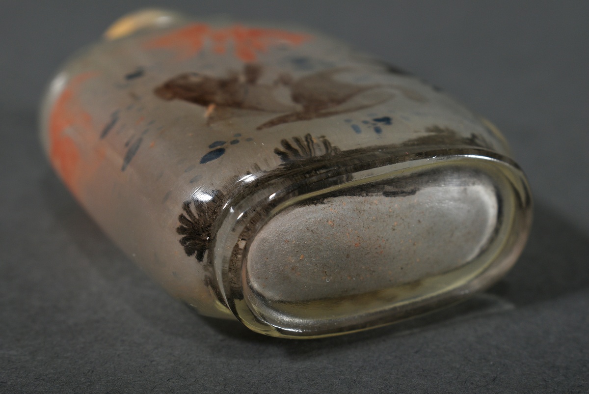 Glass snuffbottle with fine Neihua interior painting "6 veil tails in water", h. 7.2cm - Image 4 of 4