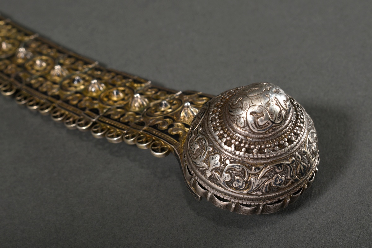 Caucasian splendour belt with ornamental hallmark and niello decoration, consisting of 59 single se - Image 2 of 8