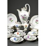 27 Teile Meissen Kaffeeservice in Empire Form "Deutsche Blume mit Schwanenhenkel" für 12 Personen,