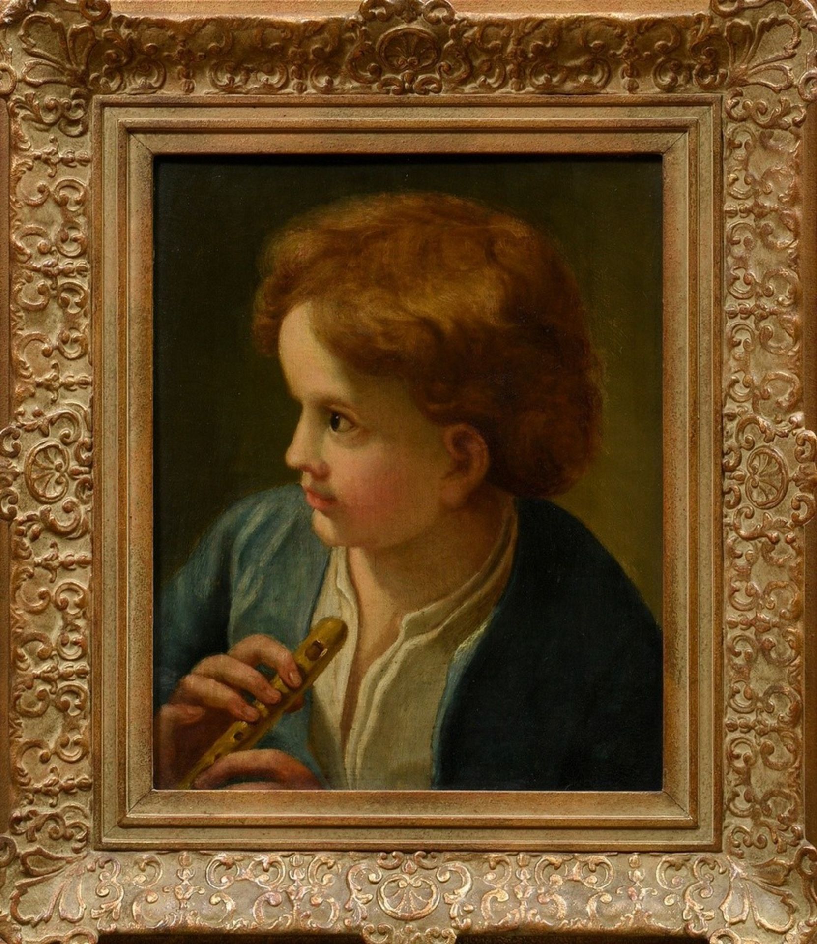 Pair of "Child Portraits" by an unknown painter of the 18th/19th c., oil/canvas on wood, magnificen - Image 8 of 8