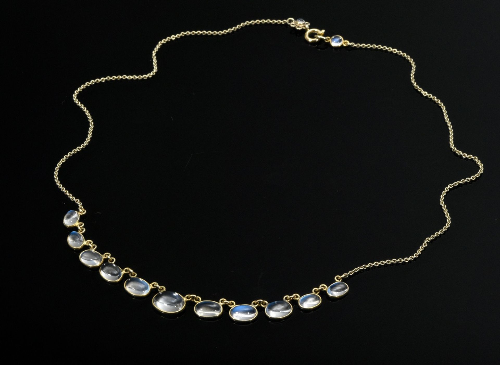 3 Diverse Teile Mondstein Schmuck: Silber 835 vergoldetes Collier (L. 44cm) und Paar Gelbgold 585 O - Bild 4 aus 5