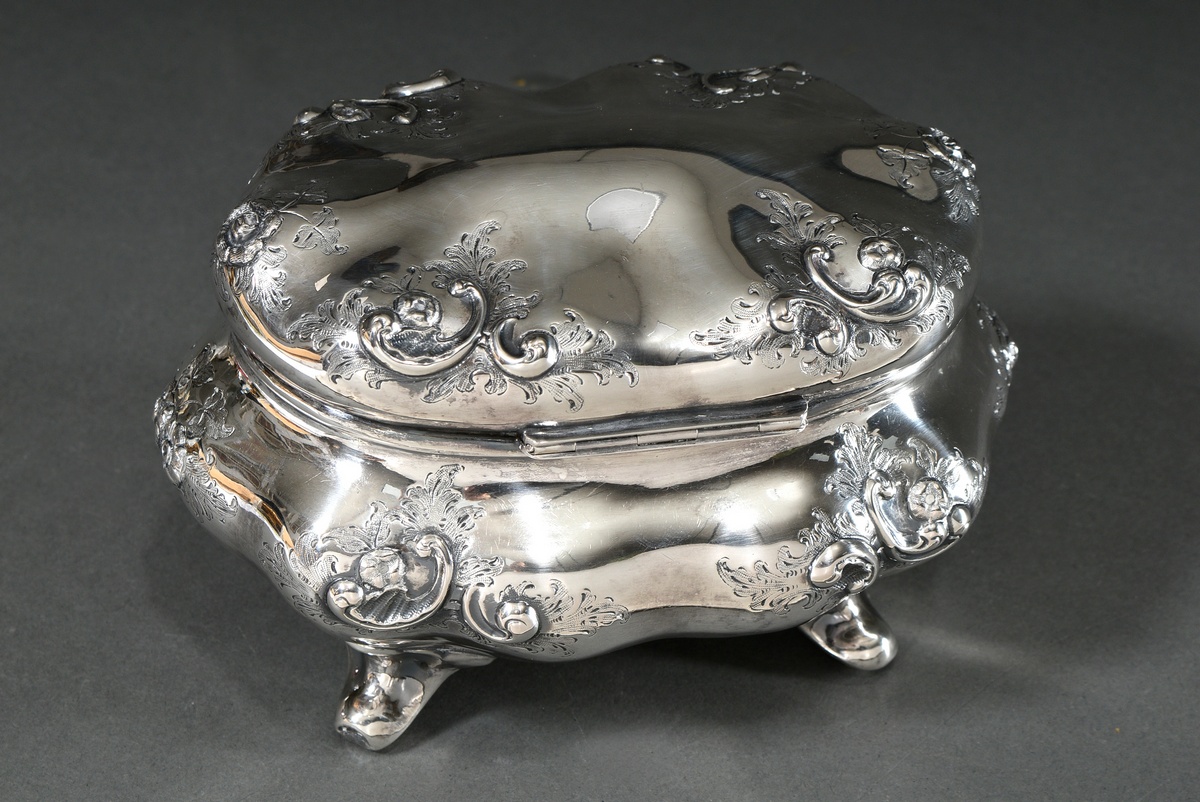 Late Biedermeier sugar bowl with floral drift work on feet, bottom with dot engraving: "Bettenstädt - Image 2 of 5