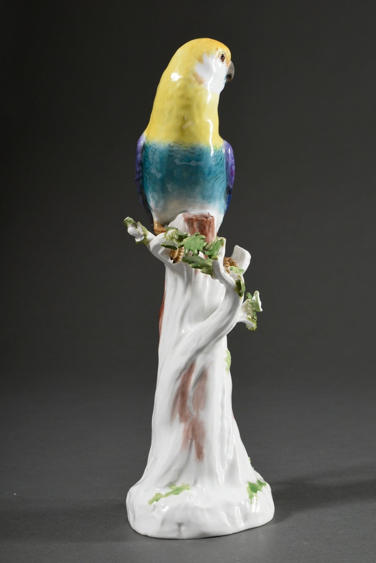 Meissen figure "Parrot on tree stump", coloured painted, model after J.J. Kaendler, incised model n - Image 4 of 8