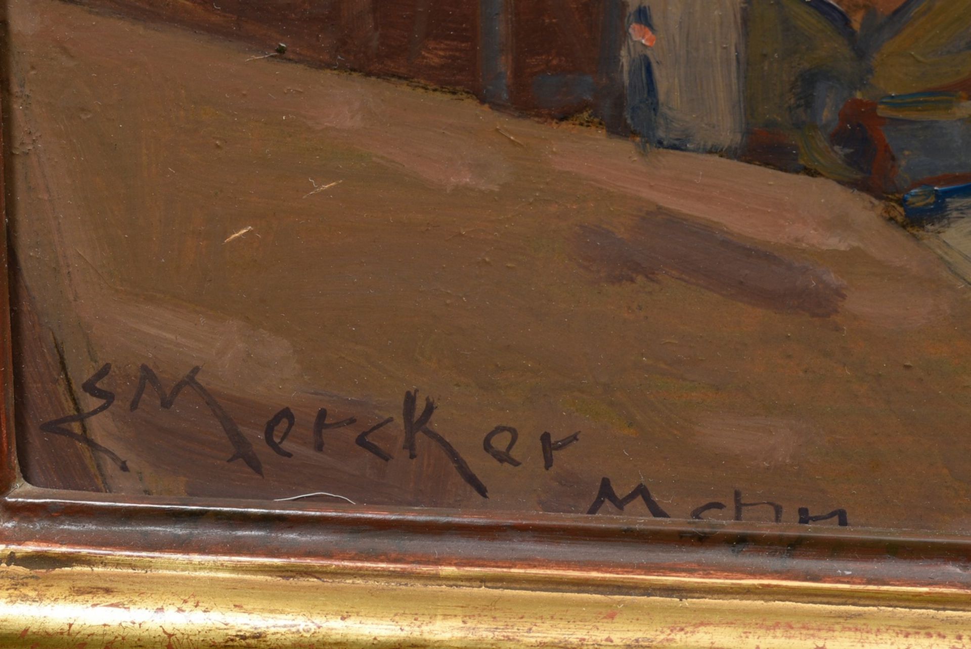 Mercker, Erich (1891-1973) "Hamburg Harbour", oil/panel, sign./inscr. on the lower left, 50,5x61cm  - Image 3 of 3